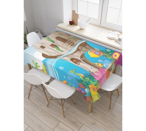 Прямоугольная скатерть JoyArty Подводная скала из сатена tc_18953_120x145 1
