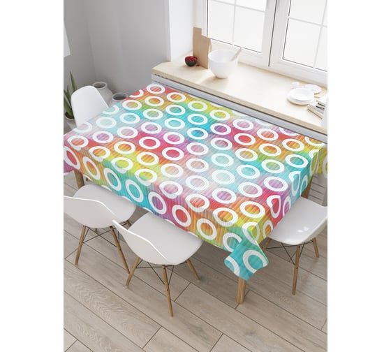 Прямоугольная скатерть JoyArty Круги в цветных переливах из сатена tc_20811_120x145 1