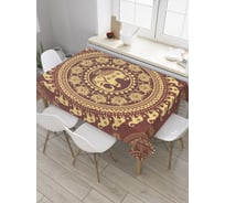 Прямоугольная скатерть JoyArty Круг слонов из сатена tc_35380_120x145