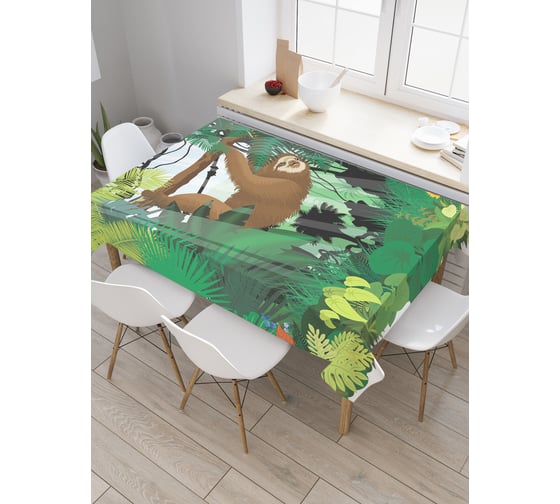 Прямоугольная скатерть JoyArty Ленивец в зарослях из сатена tc_37873_120x145 1