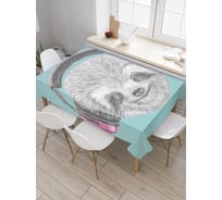 Прямоугольная скатерть JoyArty Ленивец меломан из сатена tc_37861_120x145