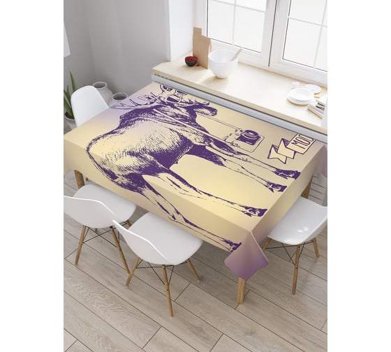 Прямоугольная скатерть JoyArty Лось с фотоаппаратом из сатена tc_22292_120x145 1