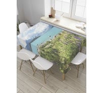 Прямоугольная скатерть JoyArty Люпин на берегу горного озера из сатена tc_32579_120x145