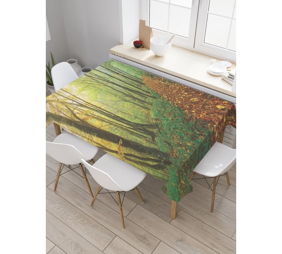 Прямоугольная скатерть JoyArty Лиственная дорожка из сатена tc_20760_120x145 1