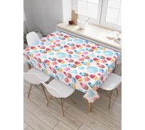 Прямоугольная скатерть JoyArty Пирожные желаний из сатена tc_32039_120x145