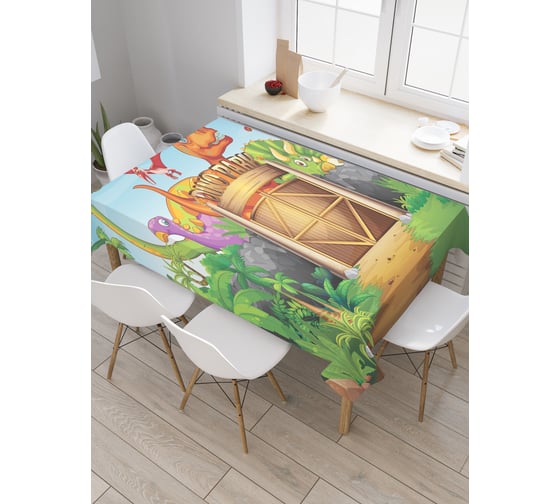Прямоугольная скатерть JoyArty Парк динозавров из сатена tc_37588_120x145 1