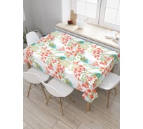 Прямоугольная скатерть JoyArty Перо павлина в цветах из сатена tc_58274_120x145