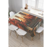Прямоугольная скатерть JoyArty Осенний город в закате из сатена tc_38519_120x145