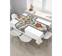 Прямоугольная скатерть JoyArty Крылатый череп из сатена tc_35921_120x145