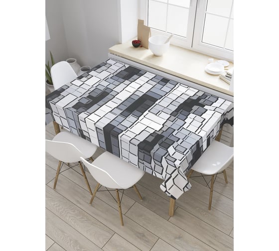 Прямоугольная скатерть JoyArty Кубические волны из сатена tc_31011_120x145 1