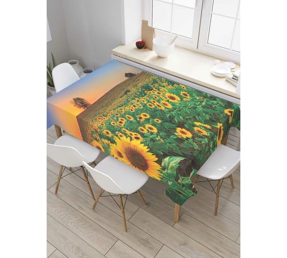 Прямоугольная скатерть JoyArty Край подсолнухов из сатена tc_8250_120x145 1