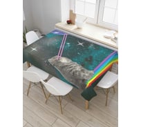 Прямоугольная скатерть JoyArty Кот пришелец из сатена tc_7359_120x145
