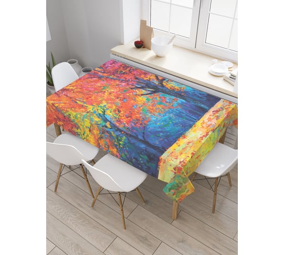 Прямоугольная скатерть JoyArty Красочные деревья из сатена tc_30180_120x145 1
