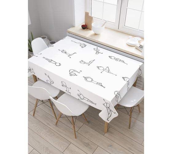 Прямоугольная скатерть JoyArty Позы йоги из сатена tc_14808_120x145 1