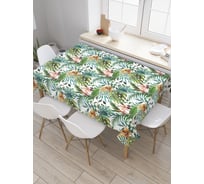 Прямоугольная скатерть JoyArty Листья папоротника и цветы из сатена tc_378443_120x145