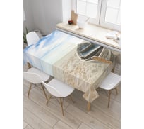 Прямоугольная скатерть JoyArty Лодка на песке из сатена tc_29179_120x145