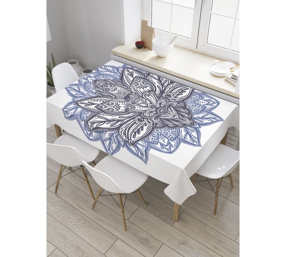 Прямоугольная скатерть JoyArty Орнаментальный лотос из сатена tc_35442_120x145 1