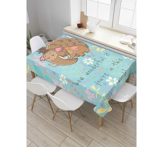 Прямоугольная скатерть JoyArty Мамонтены в цветах из сатена tc_60453_120x145 1