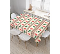 Прямоугольная скатерть JoyArty Новогодний орнамент из сатена tc_50935_120x145