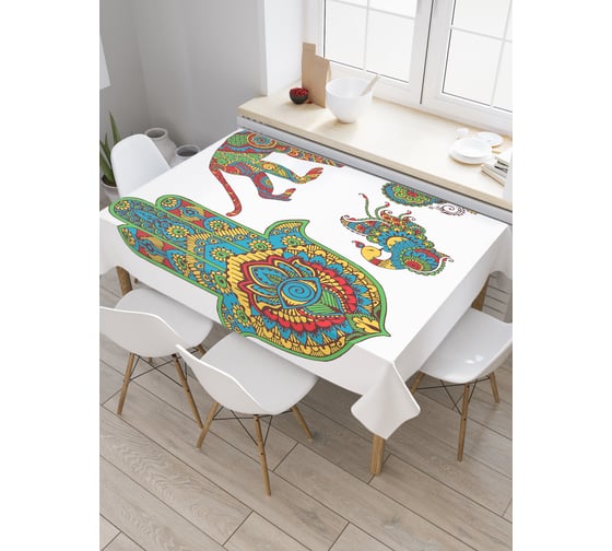 Прямоугольная скатерть JoyArty Красочный индуизм из сатена tc_19267_120x145 1