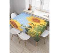 Прямоугольная скатерть JoyArty Подсолнухи на стене из сатена tc_21252_120x145