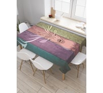 Прямоугольная скатерть JoyArty Олень на деревянных досках из сатена tc_5479_120x145