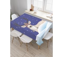 Прямоугольная скатерть JoyArty Олень в шапке из сатена tc_378486_120x145
