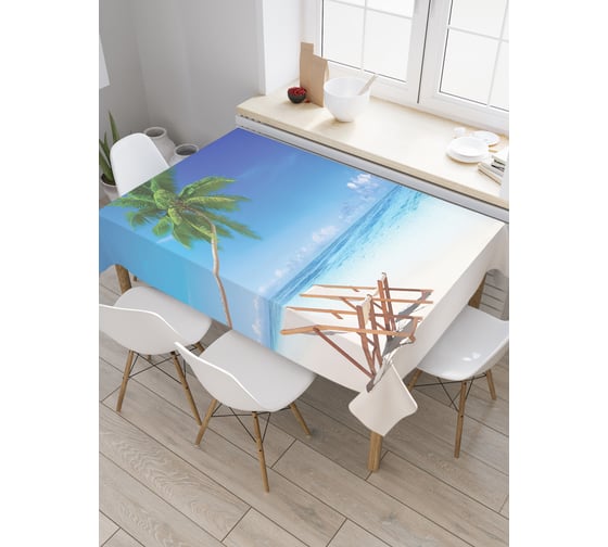 Прямоугольная скатерть JoyArty Отдых под пальмой из сатена tc_9377_120x145 1