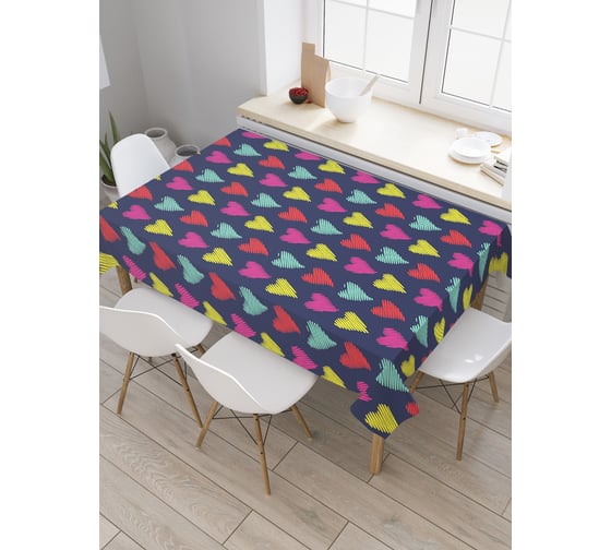 Прямоугольная скатерть JoyArty Красочные сердца из сатена tc_18375_120x145 1