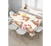 Прямоугольная скатерть JoyArty Ленивец на курорте из сатена tc_37833_120x145
