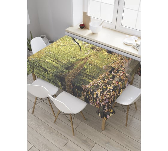 Прямоугольная скатерть JoyArty Осеннее озеро из сатена tc_31564_120x145 1
