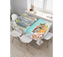 Прямоугольная скатерть JoyArty Лодка в узорчатой рамке из сатена tc_4798_120x145