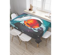 Прямоугольная скатерть JoyArty Космическая рыба из сатена tc_21933_120x145