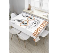 Прямоугольная скатерть JoyArty Пасхальный заяц в очках из сатена tc_8511_120x145