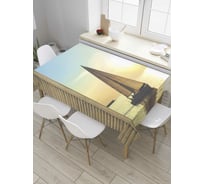 Прямоугольная скатерть JoyArty Парусник у окна из сатена tc_8060_120x145