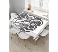 Прямоугольная скатерть JoyArty Кракен и корабль из сатена tc_6723_120x145