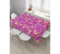 Прямоугольная скатерть JoyArty Листья на розовом фоне из сатена tc_34307_120x145