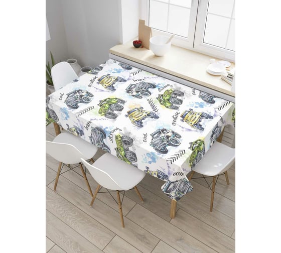 Прямоугольная скатерть JoyArty Маленькие внедорожники из сатена tc_46011_120x145 1