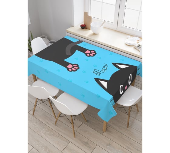 Прямоугольная скатерть JoyArty Котя мурлыка из сатена tc_52750_120x145