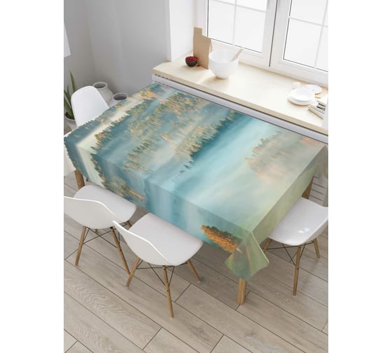 Прямоугольная скатерть JoyArty Лес за туманами из сатена tc_6482_120x145 1