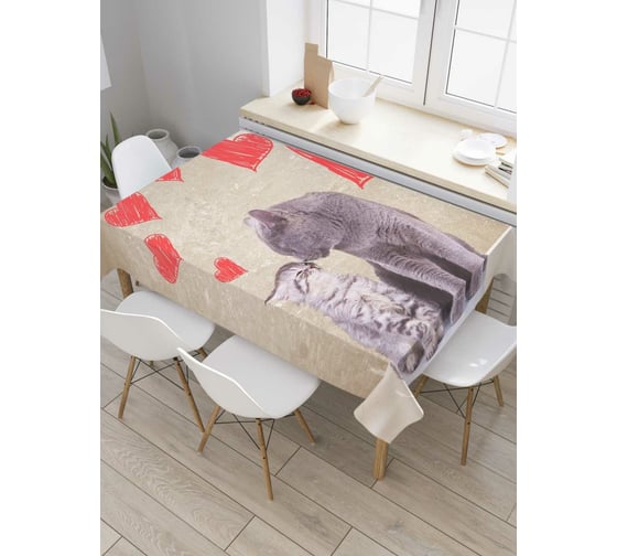 Прямоугольная скатерть JoyArty Любвеобильные коты из сатена tc_25649_120x145 1