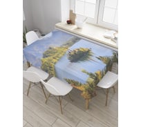 Прямоугольная скатерть JoyArty Остров в горном озере из сатена tc_9303_120x145