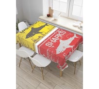 Прямоугольная скатерть JoyArty Опасно, акулы из сатена tc_7587_120x145