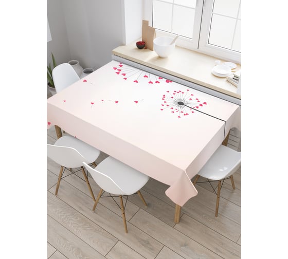 Прямоугольная скатерть JoyArty Одуванчики любви из сатена tc_3400_120x145 1