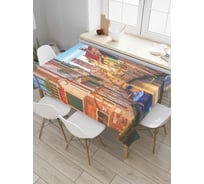 Прямоугольная скатерть JoyArty Лодка на уличной реке из сатена tc_779_120x145