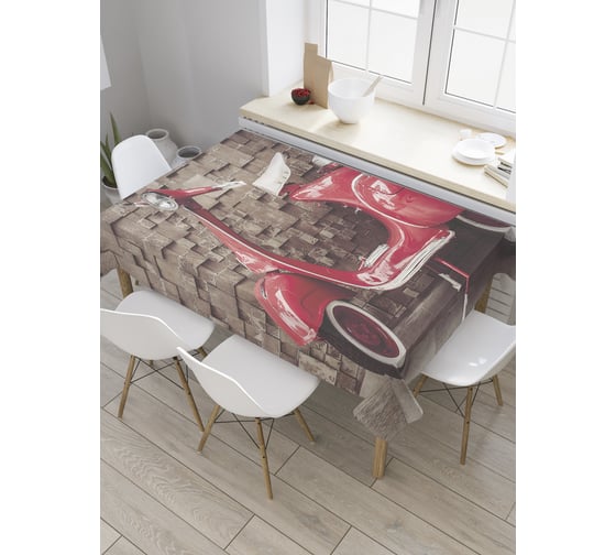 Прямоугольная скатерть JoyArty Красный скутер из сатена tc_28154_120x145 1