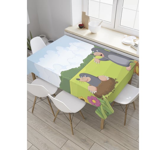Прямоугольная скатерть JoyArty Кроты на прогулке из сатена tc_27836_120x145 1