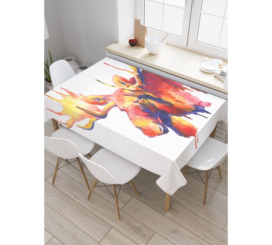 Прямоугольная скатерть JoyArty Лось в красках из сатена tc_22289_120x145