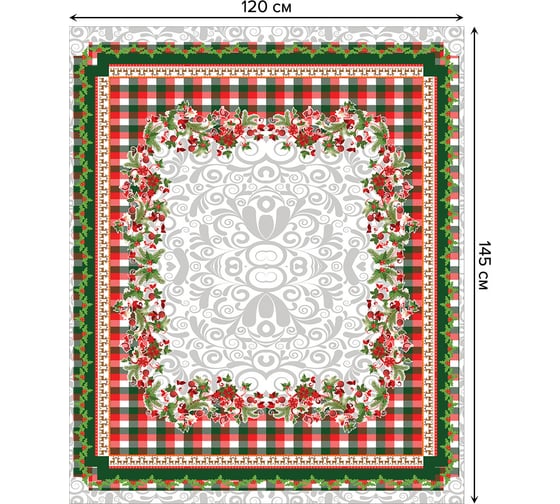 Прямоугольная скатерть JoyArty Новогодняя рамка из сатена tc_29344_120x145
