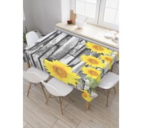 Прямоугольная скатерть JoyArty Подсолнухи у каменной стены из сатена tc_19746_120x145